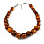 Animal Print Wood Bead Chunky Necklace (Orange/ Black) - 50cm L/ 5cm Ext - view 10