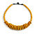 Dusty Yellow Button, Round Wood Bead Wire Necklace - 46cm L - view 5