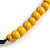 Dusty Yellow Button, Round Wood Bead Wire Necklace - 46cm L - view 4
