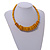 Dusty Yellow Button, Round Wood Bead Wire Necklace - 46cm L - view 2