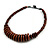 Brown Button, Round Wood Bead Wire Necklace - 46cm L - view 3