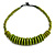 Lime Green Button, Round Wood Bead Wire Necklace - 46cm L - view 8