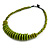 Lime Green Button, Round Wood Bead Wire Necklace - 46cm L - view 3