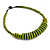Lime Green Button, Round Wood Bead Wire Necklace - 46cm L - view 7