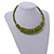 Lime Green Button, Round Wood Bead Wire Necklace - 46cm L - view 2