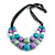 Layered Graduated Multicoloured Pastel Shades Wooden Bead with Grey Fabric Cord Necklace - 66cm Long