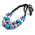 Layered Graduated Multicoloured Pastel Shades Wooden Bead with Grey Fabric Cord Necklace - 66cm Long - view 5