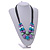 Layered Graduated Multicoloured Pastel Shades Wooden Bead with Grey Fabric Cord Necklace - 66cm Long - view 2