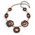 Long Geometric Wooden Bead Cotton Cord Necklace in Brown - 80cm Long