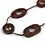 Long Geometric Wooden Bead Cotton Cord Necklace in Brown - 80cm Long - view 3