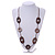 Long Geometric Wooden Bead Cotton Cord Necklace in Brown - 80cm Long - view 2
