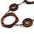 Long Geometric Wooden Bead Cotton Cord Necklace in Brown - 80cm Long - view 3