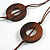 Long Geometric Wooden Bead Cotton Cord Necklace in Brown - 80cm Long - view 5