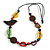 Multicoloured Bone and Wood Bead Black Cord Necklace - 80cm Long - Adjustable - view 3