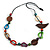 Multicoloured Bone and Wood Bead Black Cord Necklace - 80cm Long - Adjustable - view 8