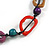 Multicoloured Bone and Wood Bead Black Cord Necklace - 80cm Long - Adjustable - view 4