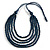 Dark Blue Multistrand Layered Wood Bead with Cotton Cord Necklace - 90cm Max length- Adjustable - view 2