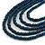 Dark Blue Multistrand Layered Wood Bead with Cotton Cord Necklace - 90cm Max length- Adjustable - view 3