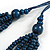 Dark Blue Multistrand Layered Wood Bead with Cotton Cord Necklace - 90cm Max length- Adjustable - view 5