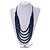 Dark Blue Multistrand Layered Wood Bead with Cotton Cord Necklace - 90cm Max length- Adjustable - view 8