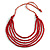 Red Multistrand Layered Wood Bead with Cotton Cord Necklace - 90cm Max length- Adjustable