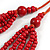 Red Multistrand Layered Wood Bead with Cotton Cord Necklace - 90cm Max length- Adjustable - view 4