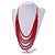 Red Multistrand Layered Wood Bead with Cotton Cord Necklace - 90cm Max length- Adjustable - view 2