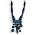 Tribal Wood/ Ceramic Bead Cotton Cord Necklace in Dark Blue - 60cm Long/ 10cm Long Front Drop - view 2