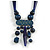 Tribal Wood/ Ceramic Bead Cotton Cord Necklace in Dark Blue - 60cm Long/ 10cm Long Front Drop - view 3