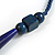 Tribal Wood/ Ceramic Bead Cotton Cord Necklace in Dark Blue - 60cm Long/ 10cm Long Front Drop - view 7
