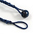 Tribal Wood/ Ceramic Bead Cotton Cord Necklace in Dark Blue - 60cm Long/ 10cm Long Front Drop - view 8