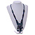 Tribal Wood/ Ceramic Bead Cotton Cord Necklace in Dark Blue - 60cm Long/ 10cm Long Front Drop - view 9