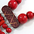 Tribal Wood/ Ceramic Bead Cotton Cord Necklace in Cherry Red/ Brown - 60cm Long/ 10cm Long Front Drop - view 8