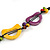 Multicoloured Bone and Wood Bead Black Cord Necklace - 80cm Long - view 4