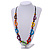 Multicoloured Bone and Wood Bead Black Cord Necklace - 80cm Long - view 2