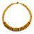 Dusty Yellow Button, Round Wood Bead Wire Necklace - 46cm L