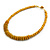 Dusty Yellow Button, Round Wood Bead Wire Necklace - 46cm L - view 3