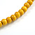 Dusty Yellow Button, Round Wood Bead Wire Necklace - 46cm L - view 5