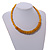 Dusty Yellow Button, Round Wood Bead Wire Necklace - 46cm L - view 2