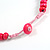 Deep Pink Button, Round Wood Bead Wire Necklace - 46cm L - view 6