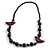 Deep Purple Wood Bead Bird Long Necklace - 80cm Long - view 3
