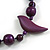 Deep Purple Wood Bead Bird Long Necklace - 80cm Long - view 4