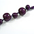 Deep Purple Wood Bead Bird Long Necklace - 80cm Long - view 5