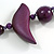 Deep Purple Wood Bead Bird Long Necklace - 80cm Long - view 7
