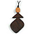 Brown Geometric Wood Pendant with Black Waxed Cotton Cord - 86cm Long/ 12cm Pendant
