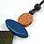 Green/ Blue/ Brown Geometric Wood Pendant with Black Waxed Cotton Cord - 86cm Long/ 10cm Pendant - view 4