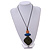 Green/ Blue/ Brown Geometric Wood Pendant with Black Waxed Cotton Cord - 86cm Long/ 10cm Pendant - view 2