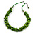Lime Green Cluster Wood Bead Cotton Cord Necklace - 52cm L/ 4cm Ext - view 3