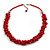 Cherry Red Cluster Wood Bead Cotton Cord Necklace - 52cm L/ 4cm Ext - view 3