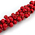 Cherry Red Cluster Wood Bead Cotton Cord Necklace - 52cm L/ 4cm Ext - view 5